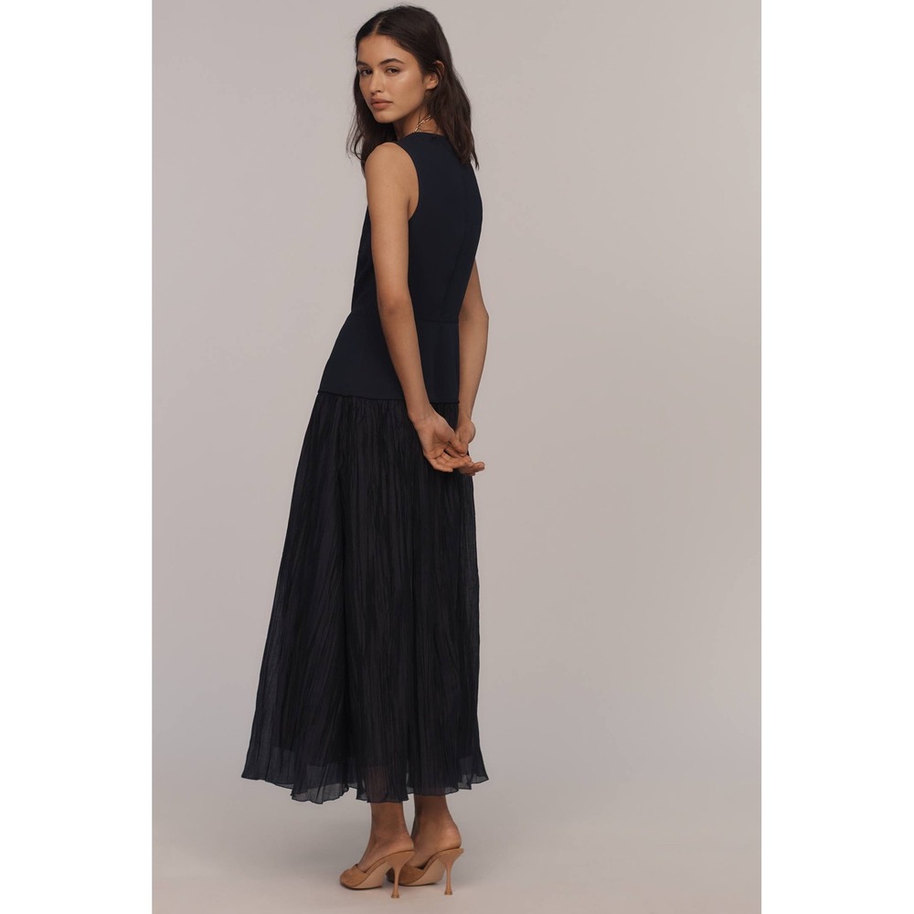 Reformation Cyra Pieced Drop-Waist Maxi Dress Navy Blue - Size 4 - Picture 6 of 16